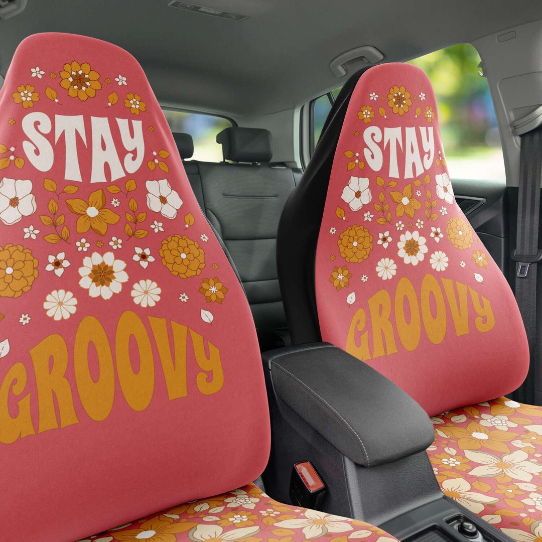 Stay Groovy Car Seat Covers Boho Modern & Retro 70s Hippie Car
