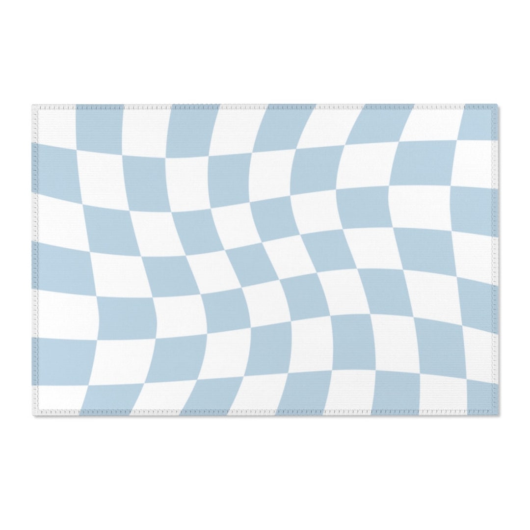 Delicate Blue Groovy Check Area Rug | Danish Pastel Checkers Carpet ...