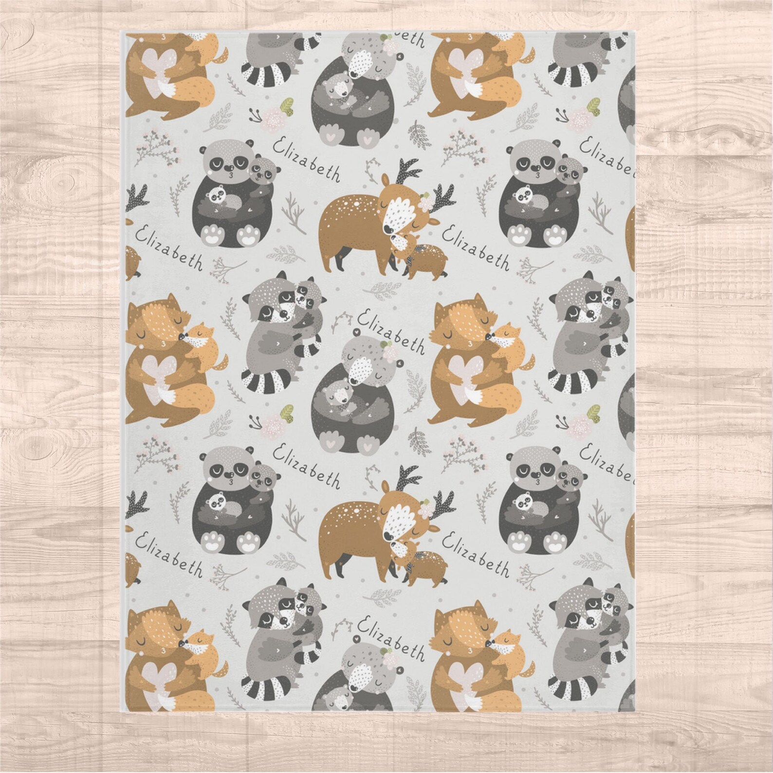 Personalized Custom Blanket Baby Blanket Cute Animals Hugs Etsy