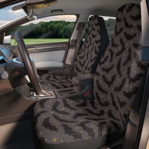 Star Bats - Car Seat Covers | Pastel goth, spooky, witchy, gothic, cute bats halloween car accessories | Dark colored vehicles seat covers