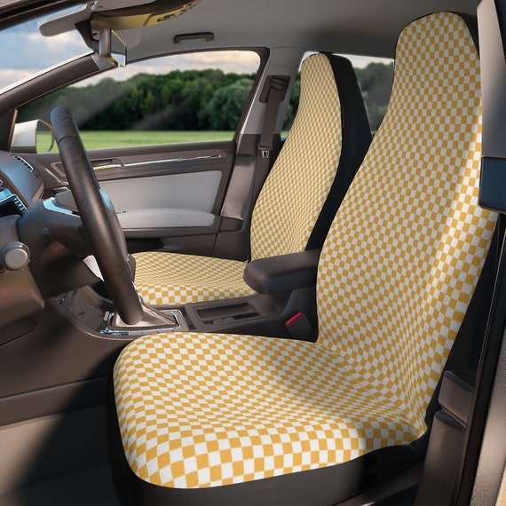 Yellow Simple Checkers Car Seat Covers Danish Pastel, Y2k Trendy & Retro  Checkers 90s, 2000s, Yellow Checks Women/girl Car Accessories 