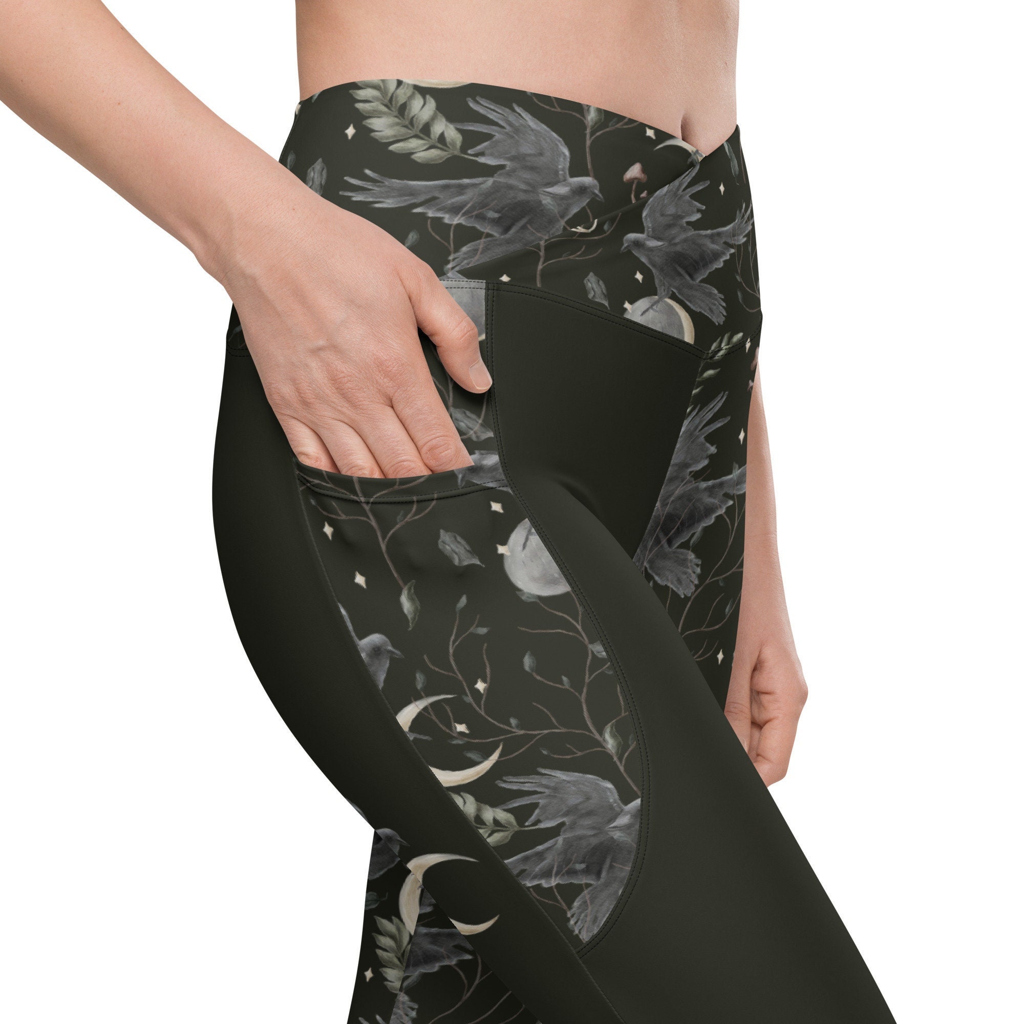 womens Giam XS Tall navy print leggings Polyester Spandex