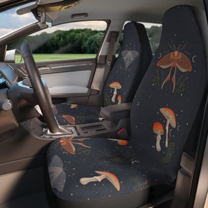 Look Within Car Seat Covers - Different  designs on each | Mushrooms, Moth/Butterfly Moon | Witchy, Mystical Boho Seat Covers for Vehicles