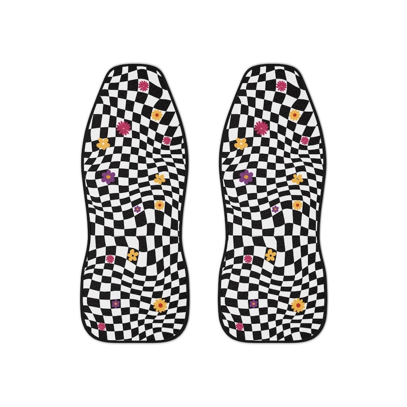 Black & White Checkers Car Seat Covers Danish Pastel Y2k Etsy