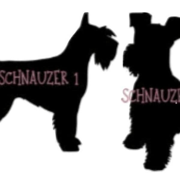 Custom Schnauzer Silhouette Stickers , Custom schnauzer decals, dog breeds decals, dog car Decals, Dog decal for cars, Dogs With Name