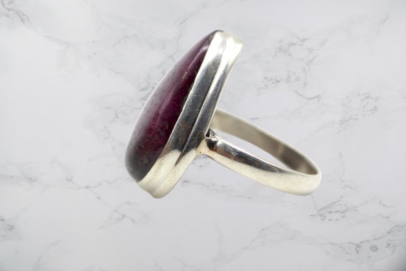 Ruby Ring-Red Ruby Gemstone Ring-Handmade Silver Ring-925 Sterling Silver Ring-Designer Teardrop Ruby Ring-Gift for her-Promise Ring