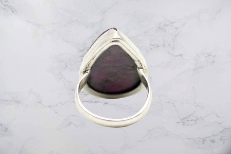Ruby Ring-Red Ruby Gemstone Ring-Handmade Silver Ring-925 Sterling Silver Ring-Designer Teardrop Ruby Ring-Gift for her-Promise Ring