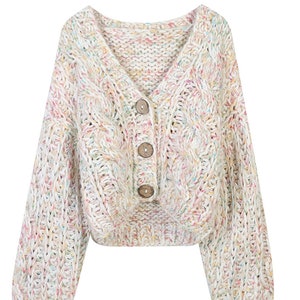 Women Chunky Cardigan  Sweater ,  Oversize Colorful Knitted Jacket