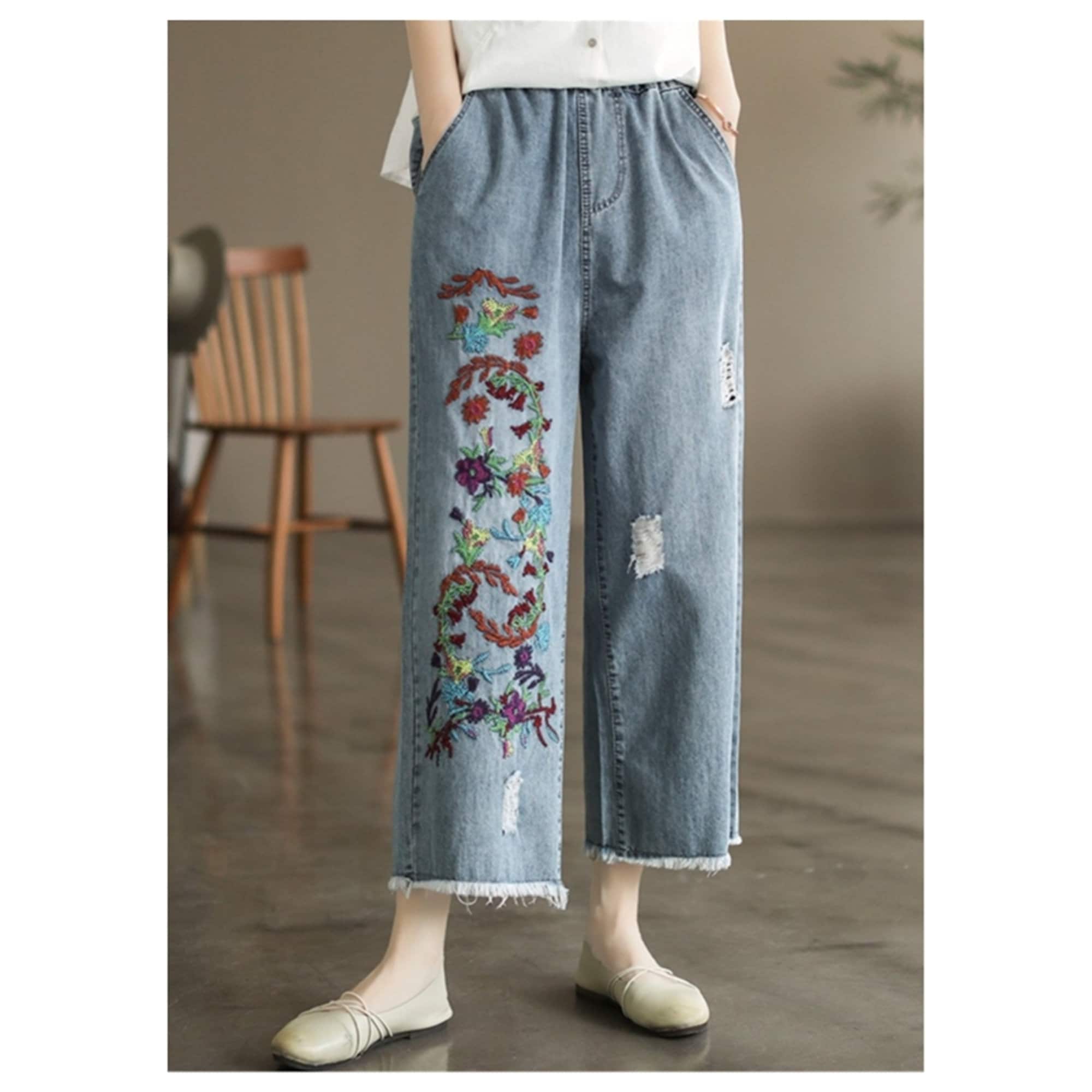 Embroidered Pattern Women's Clothing Spicy Girl Style Gradient Printed Low  Waisted Short Jean Pants for Women Summer Grey at Amazon Women's Jeans store