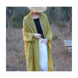 Long Linen Duster Jacket For Women Linen Trench Coat Boho Linen Jacket Cardigan Lightweight