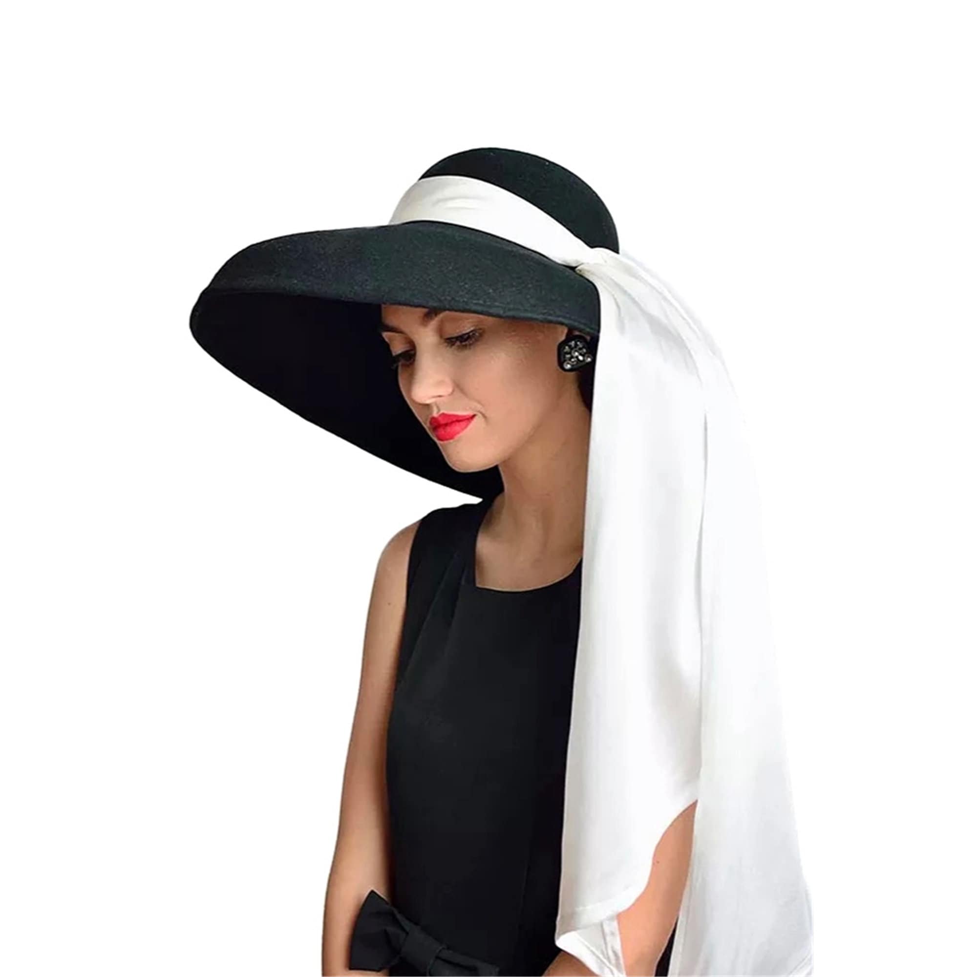 Vintage Black Audrey Hepburn Felt Hat 