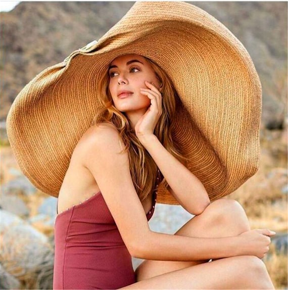 Oversized Raffia Straw Floppy Hat Women,giant Sun Hat , Extra Large Brim  Beach Hat photoshoot Hat ,16 Inch Brim 