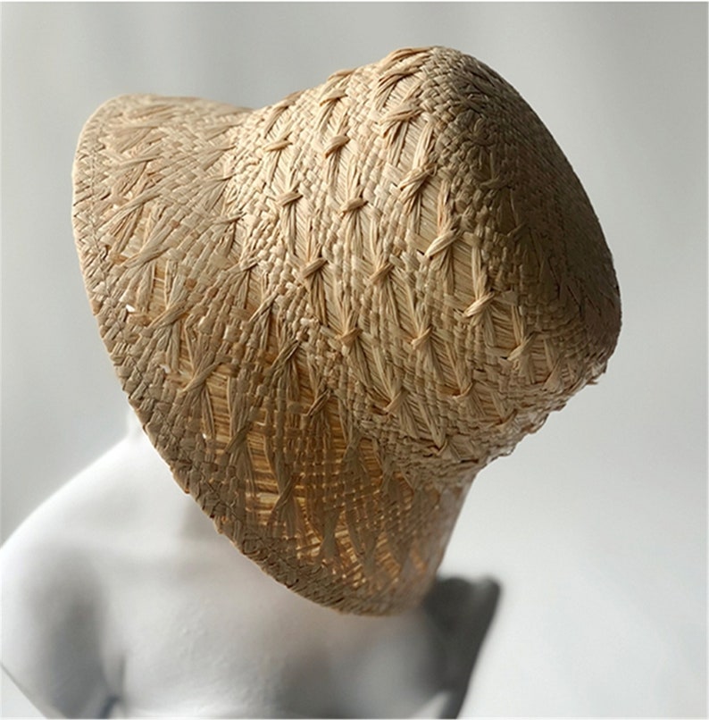 Retro Raffia Straw Bucket Hat Women Straw Cloche Hat Small Etsy