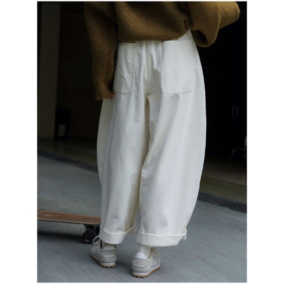 Corduroy Pants Women Wide Leg Corduroy Trousers Elastic Waist - Etsy