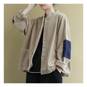 Corduroy Coat Women Corduroy Pachwork Jacket Short Trench Coat Handmade Corduroy Blazer