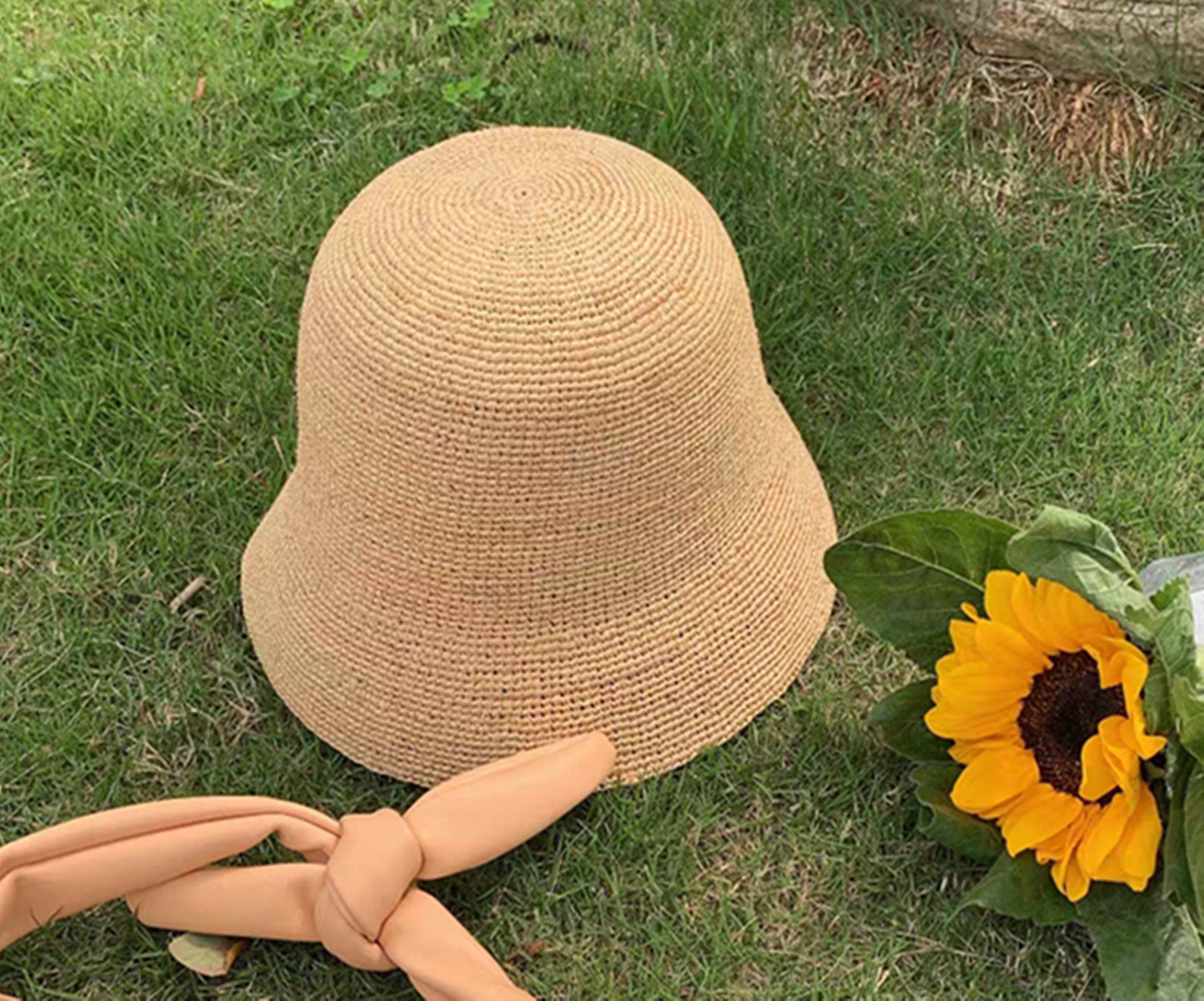 Raffia Straw Bucket Hat Women Japanese Straw Cloche Small Etsy