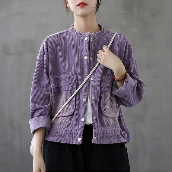 Purple Corduroy Winter Coat Jacket for 