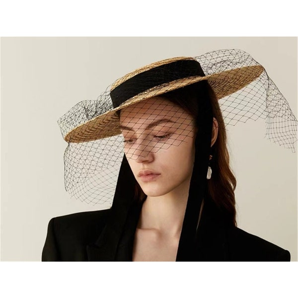Straw Boater Hat Etsy