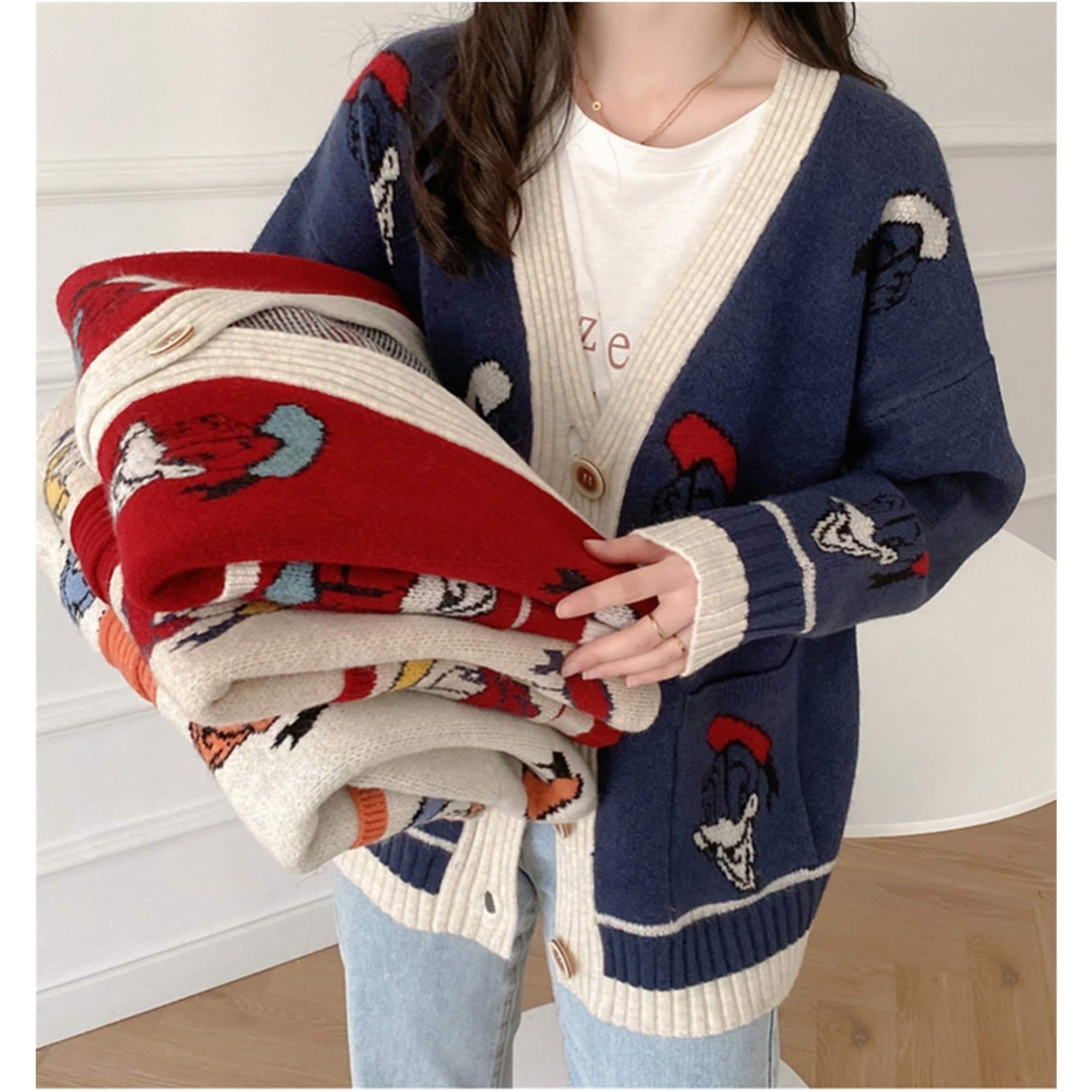 Vintage Long Disney Cardigan Mickey Mouse Women Hand Knit Etsy UK