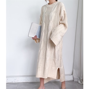 Women Winter Cable Sweater Dress Maxi Plus Size ,chunky Knit Dress Boho ...