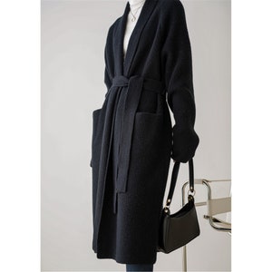 Winter Knitted Long Duster Cardigan Belted Oversize ,Open Cardigan For Women,Long Maxi Tie Waist Coat Plus Size