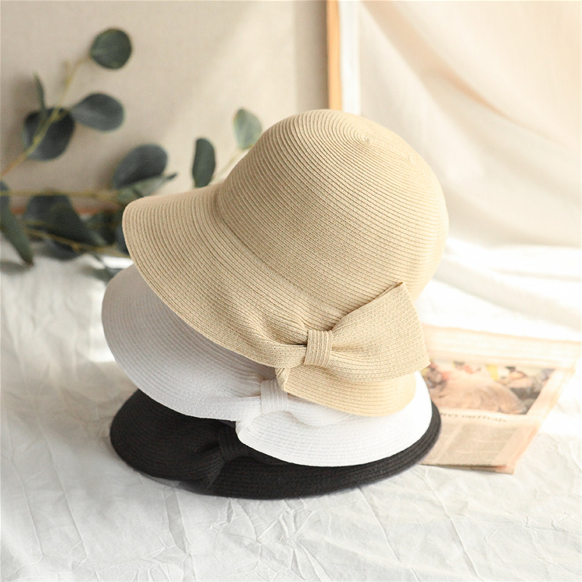 Classic Straw Cloche Hat Women Packable Straw Sun Hatjanpan - Etsy