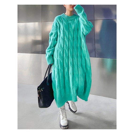 Plus Size Maxi Sweater Dress Boho Cable 