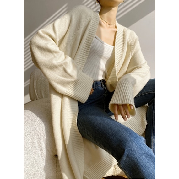 Hand Knit Long Cardigan Women maxi Duster Cardigan Long Sweater