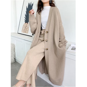 Plus Size Long Cardigan Crochet Women ,  Maxi Duster Pocket ,Thick Knit Sweater Jacket