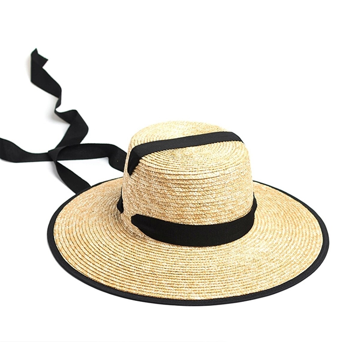 Chin Strap Tie Straw Sun Hat Women Retro Wide Brim Straw Etsy