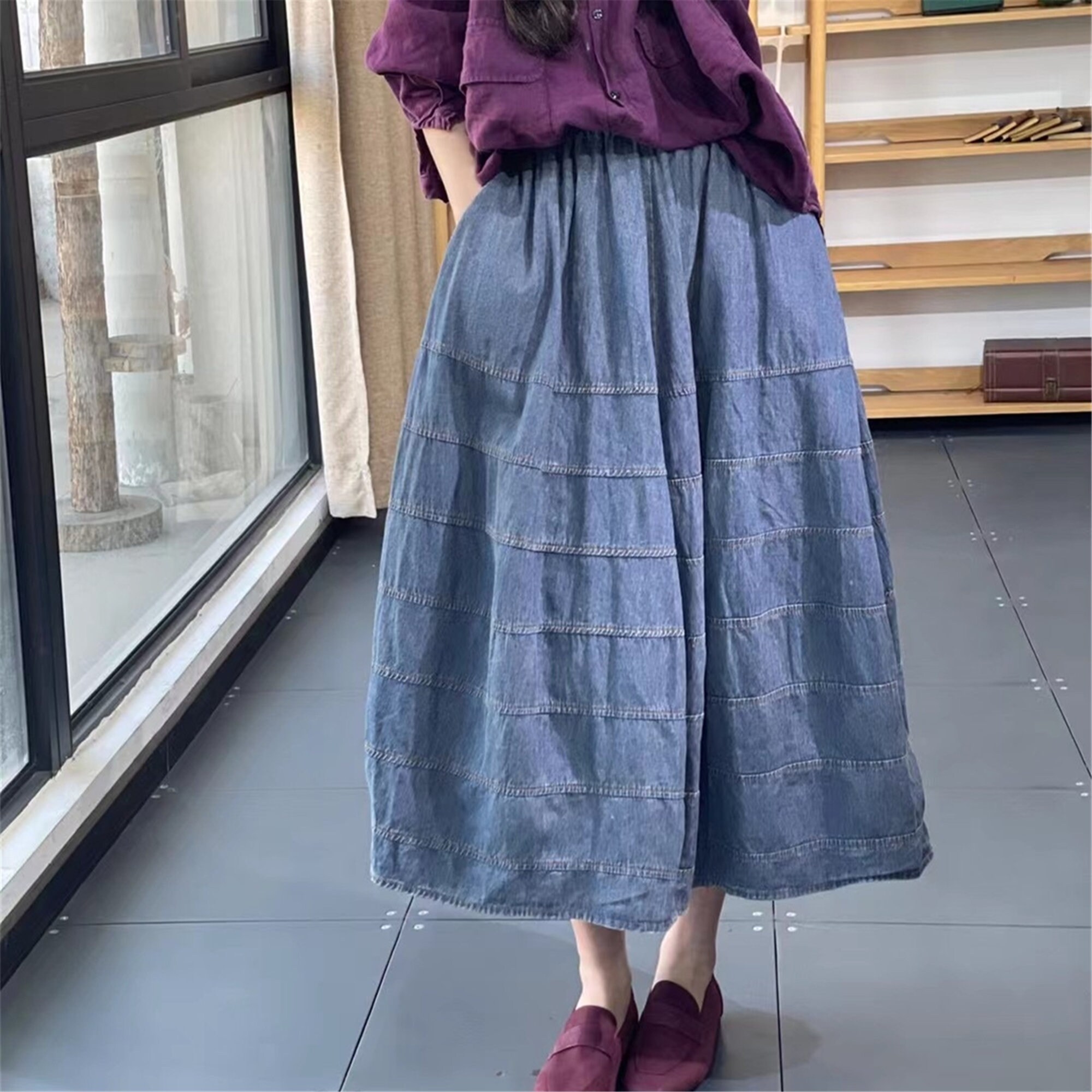 Tiered Denim Skirt Women Long Jean Skirt Maxi Skirts Boho - Etsy