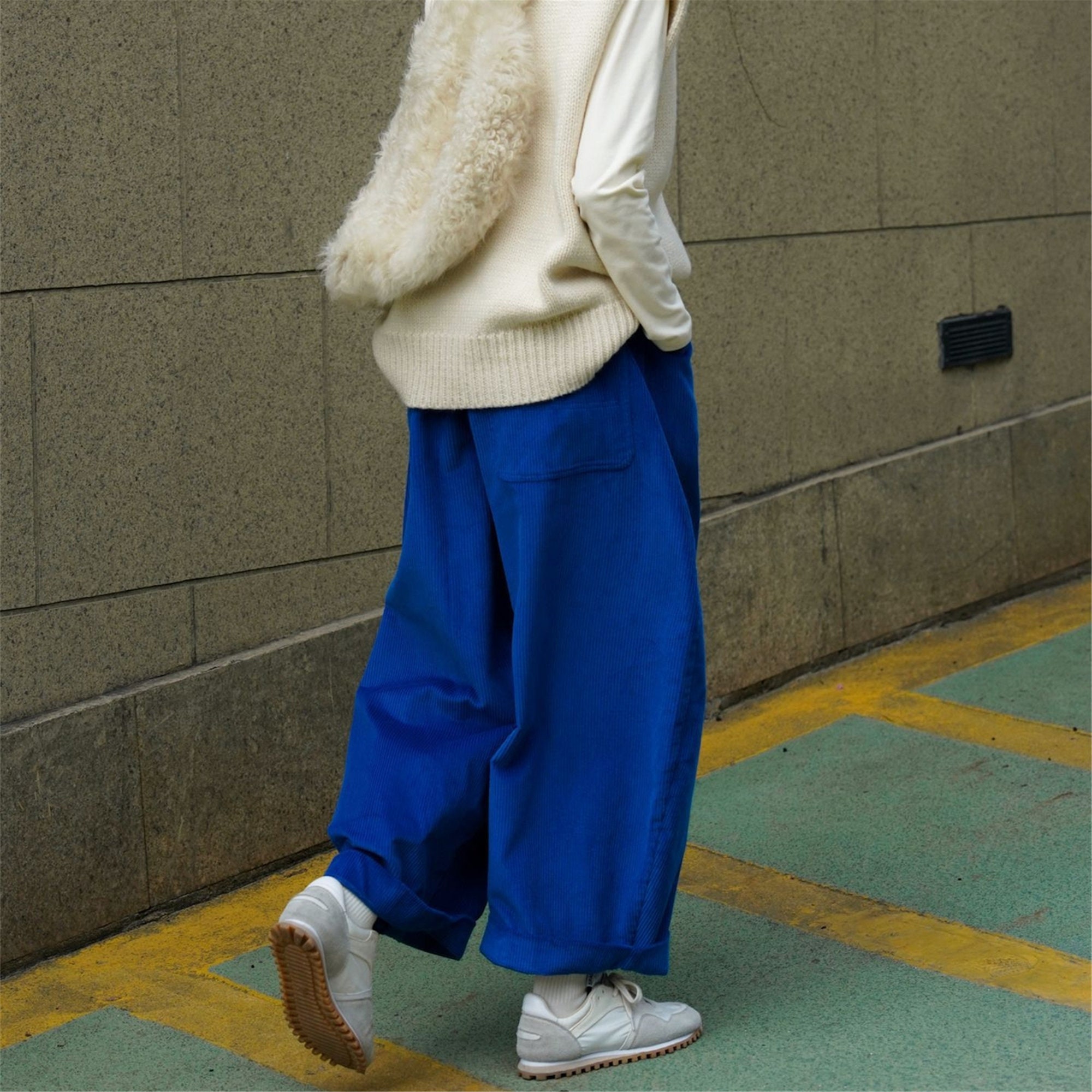 Corduroy Pants Women Wide Leg Corduroy Trousers Elastic Waist - Etsy