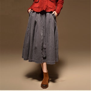 Corduroy Skirts With Pockets Women,  Winter Corduroy Maxi Skirts