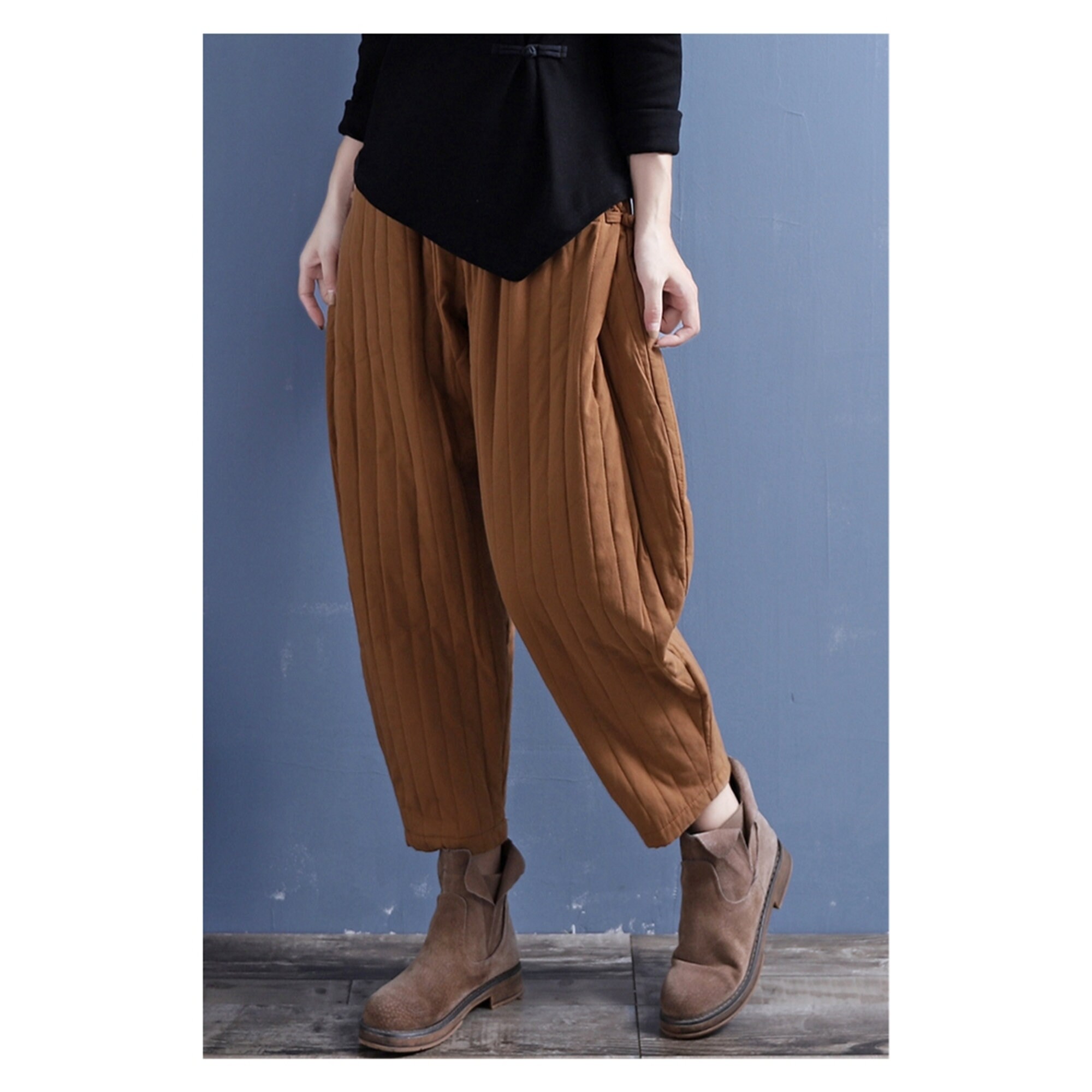 Vintage Thick Quilted Pants Baggy Fit 