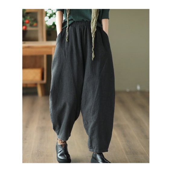 Buy Women Quilted Pants Linen Winter Padded Trousers Warm Linen Baggy Harem  Pants Online in India 