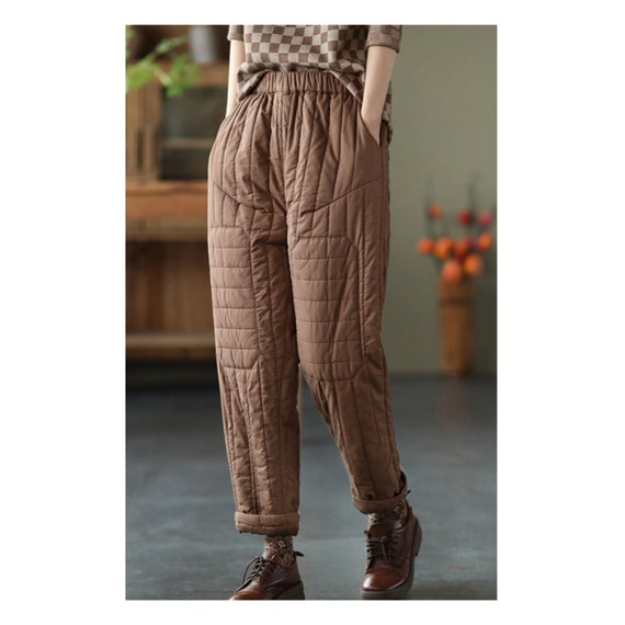 Winter Women Quilted Pants Patchwork 