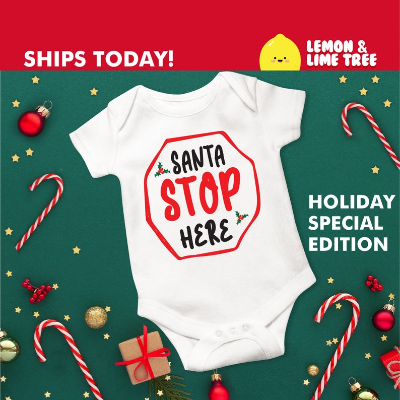 Onesies Baby Christmas Outfits Christmas baby onesies Christmas gift for baby Christmas Onesies Baby Girl Baby Boy Santa Stop Here