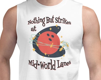 Mid-World Lanes Muscle Shirt | Sleeveless Dark Tower, Bowling, Nothing But Strikes, Stephen King