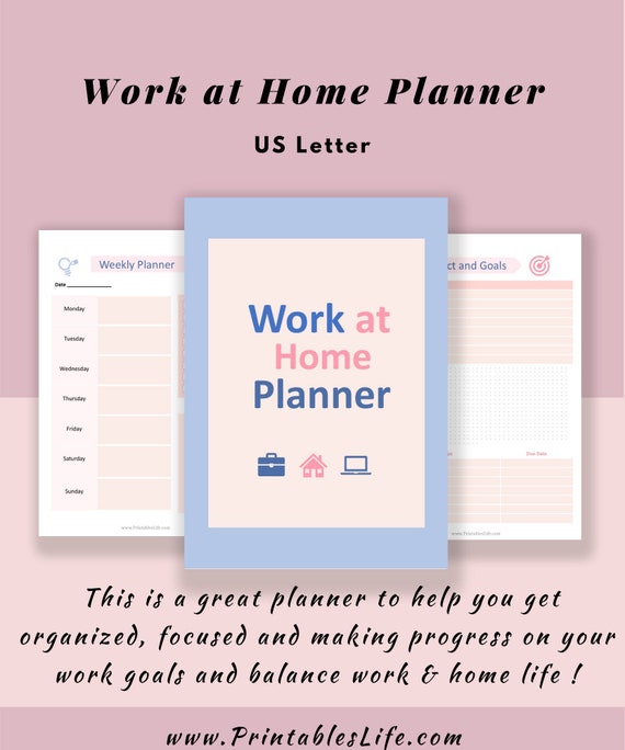Work From Home Planner Weekly Planner Printable Planner Etsy