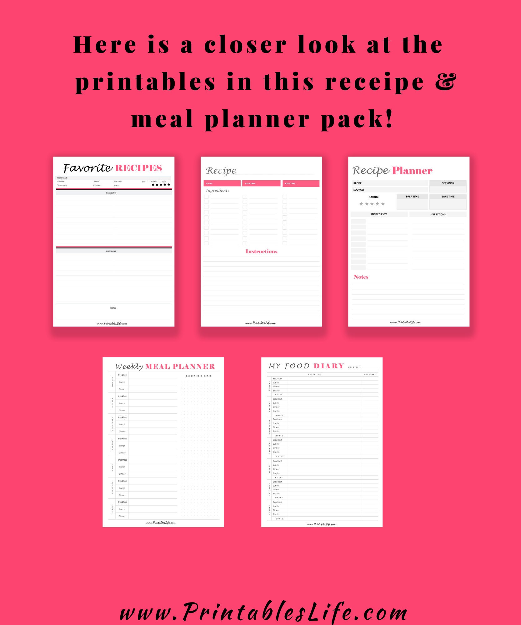Recipe Planner Weekly Meal Planner Menu Planner Favorite | Etsy