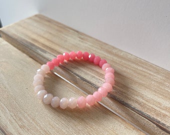 Beaded stretch bracelet, stretch bracelet, bracelet beaded, pink beaded bracelet, ombre bracelet