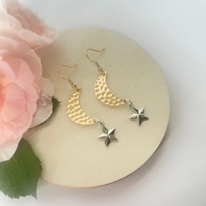 Drop earrings star moon earrings dangle jewelry gifts celestial earrings