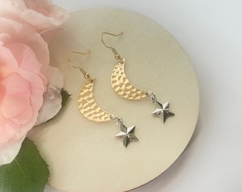 Drop earrings star moon earrings dangle jewelry gifts celestial earrings