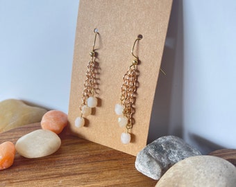Dangle beaded earrings, gold beaded earrings, statement earrings, jewelry gift