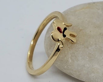 14k Yellow Gold Band Ring with enamel