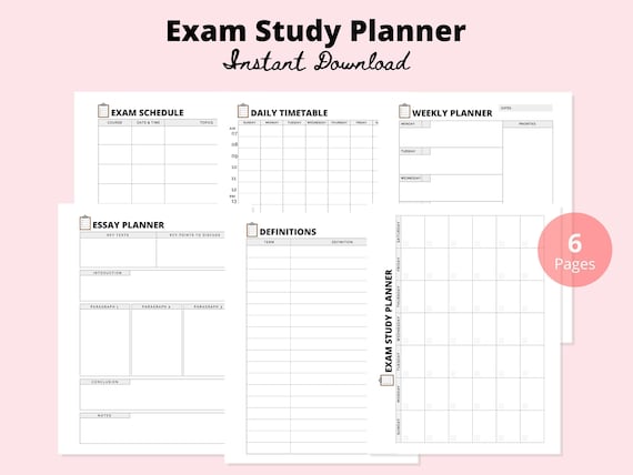 Exam Study Planner Printable Student Exam Schedule Digital - Etsy UK