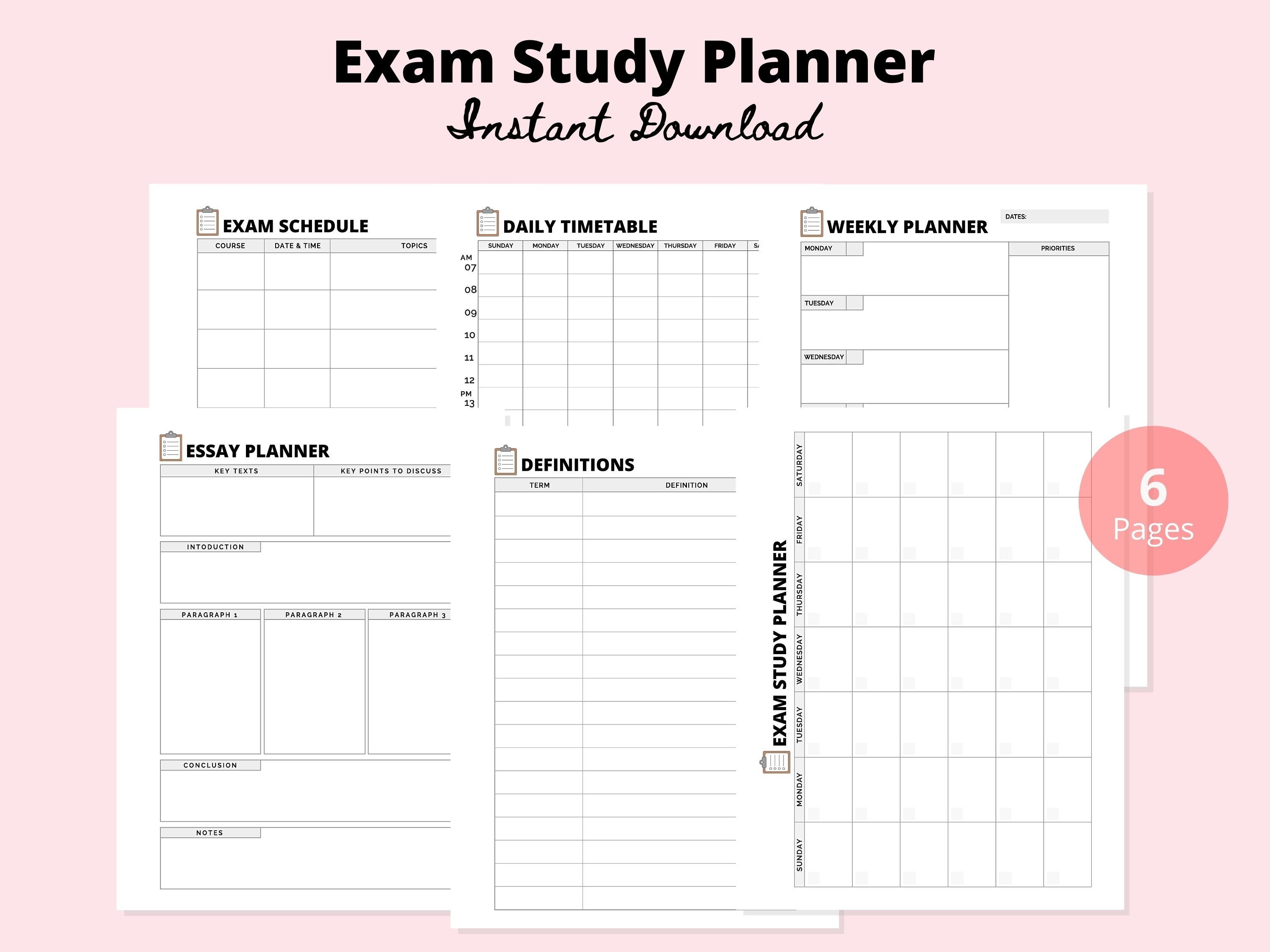 Study Planner Printable PDF