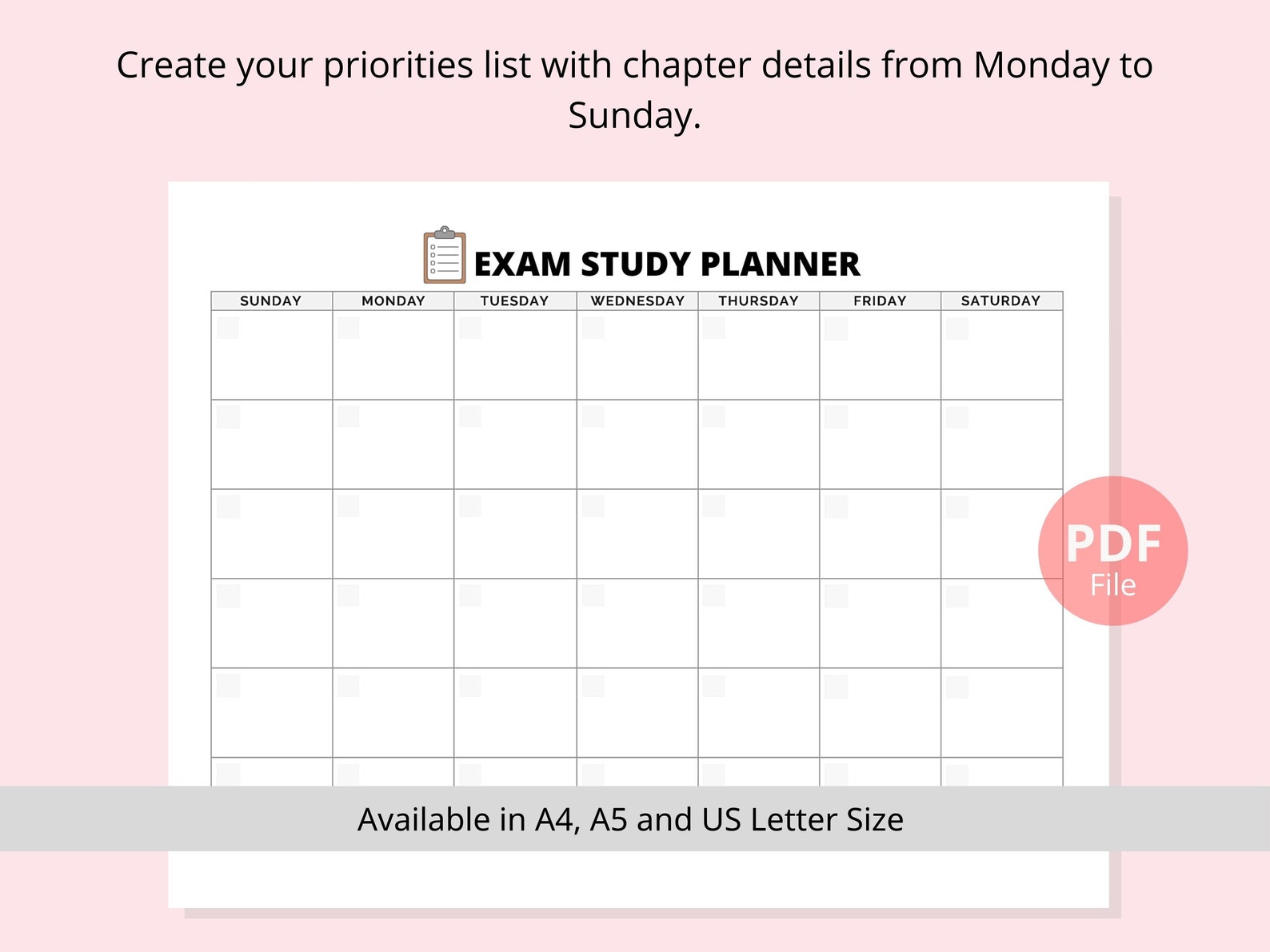 Exam Study Planner Printable | Student Exam Preparation Planner PDF ...