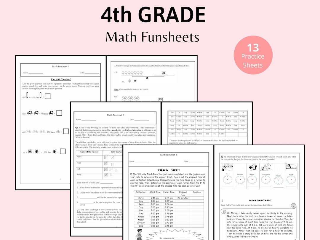 Printable Math Funsheets, Math Worksheets 4th Grade, Practice Sheets ...