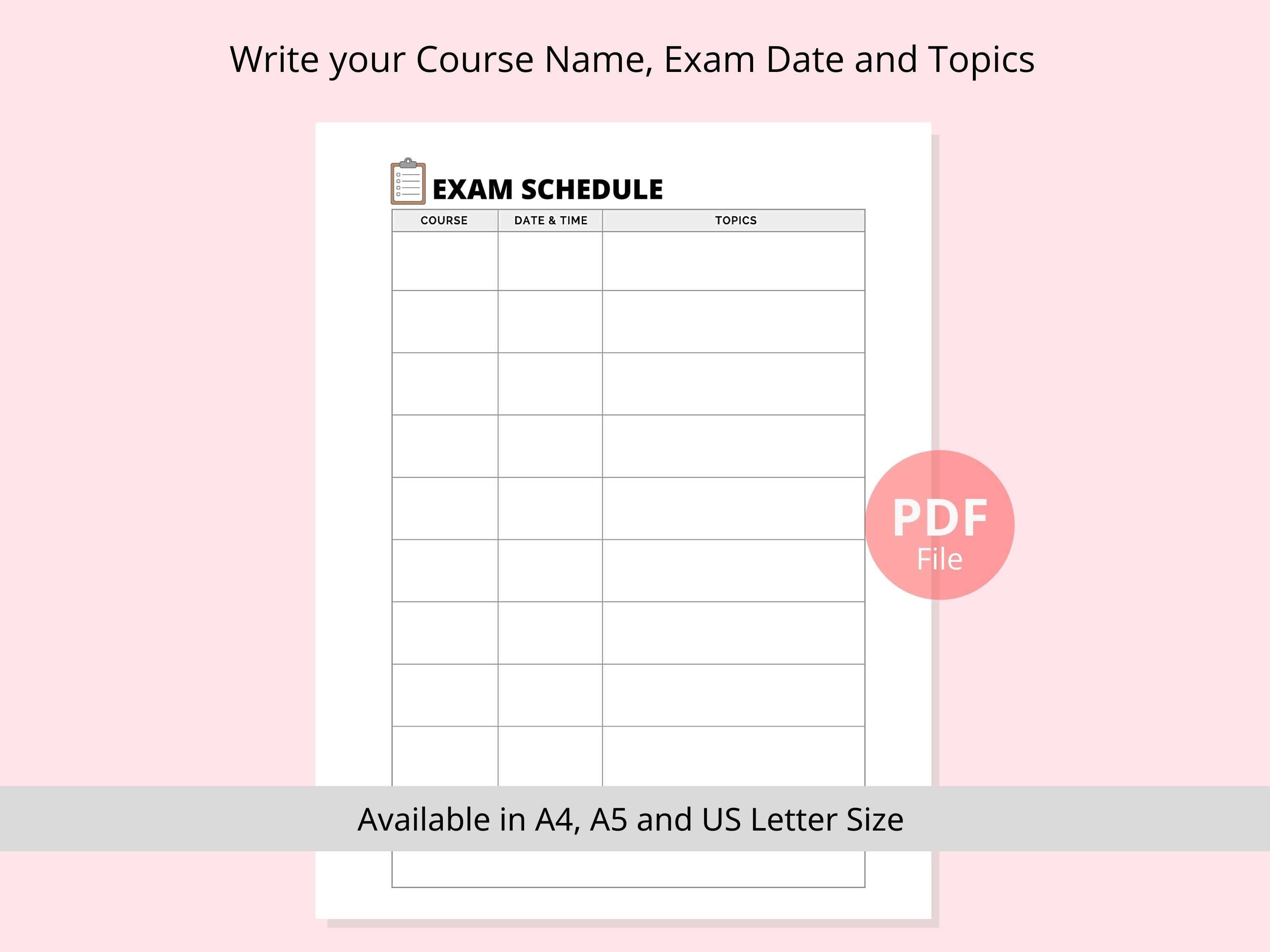 Exam Study Planner Printable | Student Exam Preparation Planner PDF ...